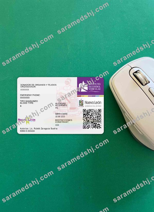 Mexico Nuevo Leon driving license photolook BACK